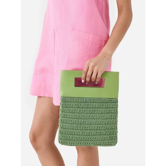 NEW BINGE KNITTING women's aurora mini foldover clutch bag in sage - Picture 2 of 3